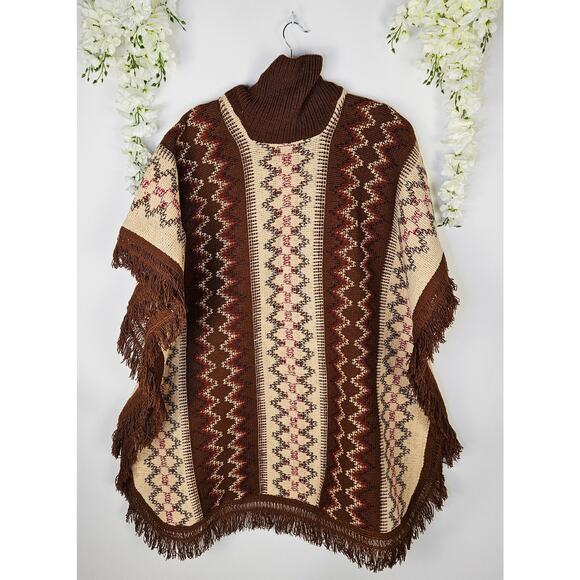 Reyes OS Mexican Jorongo Sarape Poncho Fringe Boho Charro Western Fall Unisex - Picture 6 of 13